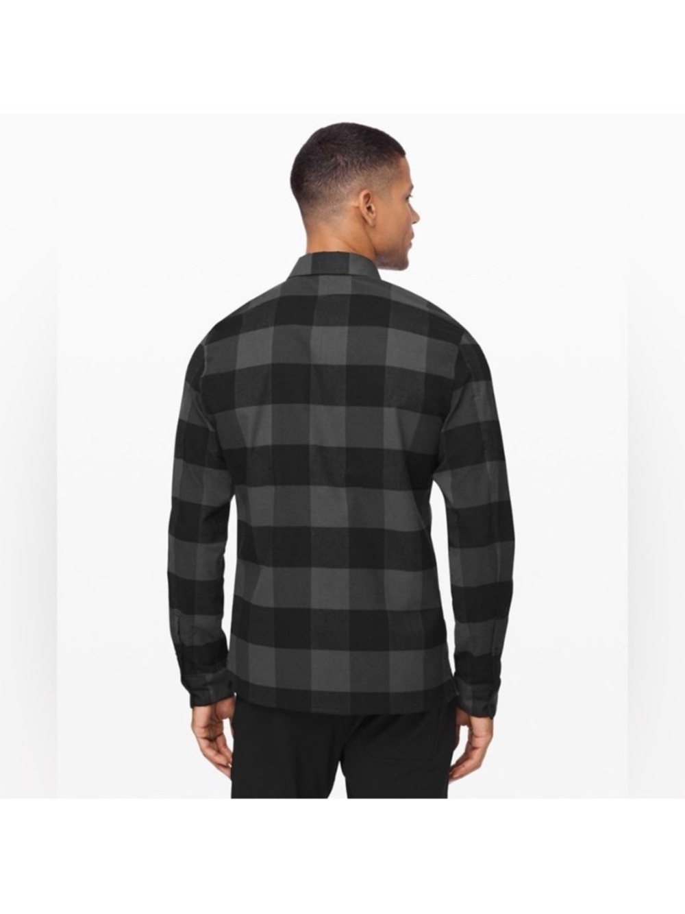 Lululemon Masons Peak Black Grey Flannel Button Up Shirt - Picture 2 of 10